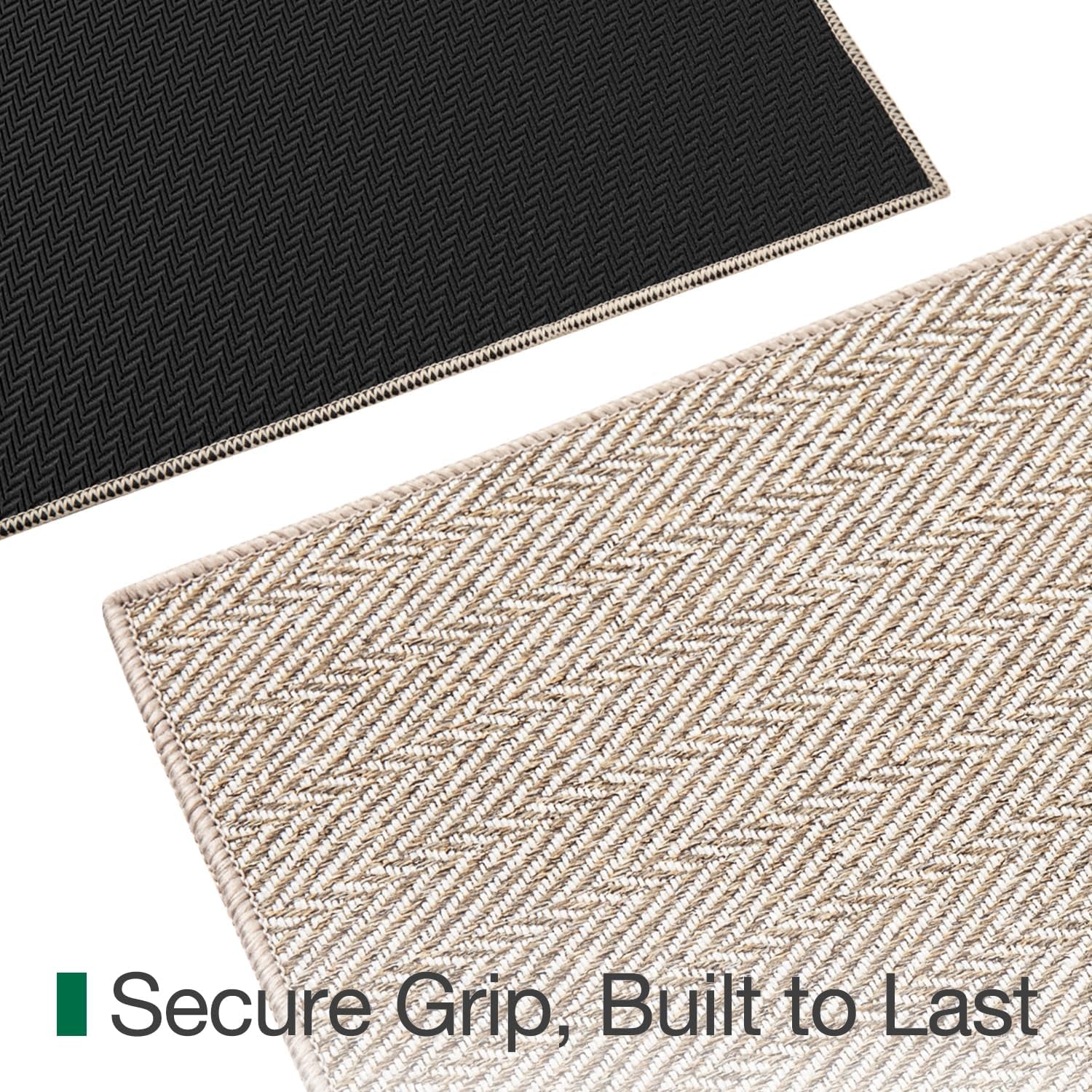LUMI Ultra Thin Indoor Door Mat 24"X36", Entrance Doormat, Beige | 0.14" Ultra Thin, Dirt-Trapping & Absorbent Quick-Dry Surface, Waterproof Non-Slip Rubber Backing, Elegant Herringbone Design