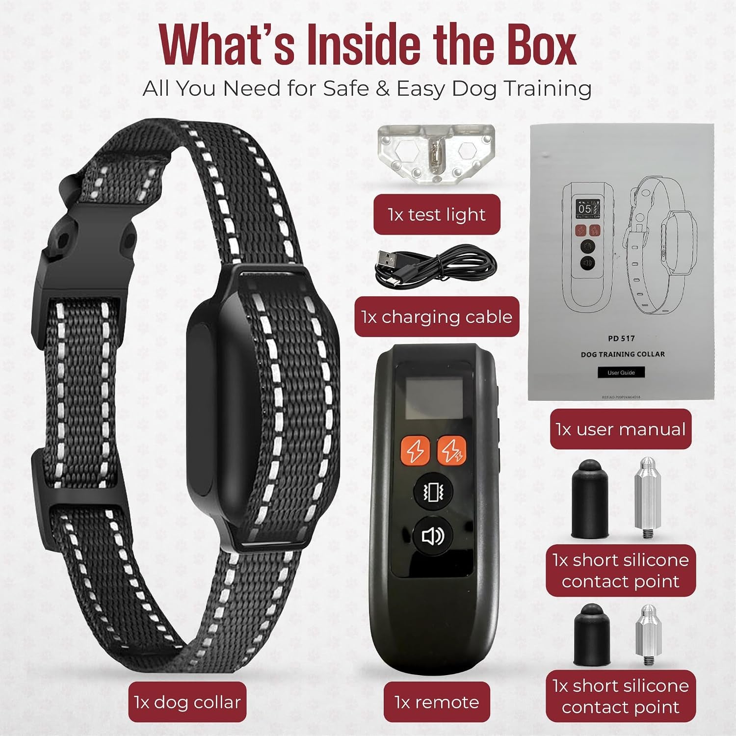 Dog Training Collar with Remote – Beep & Vibration Modes – Adjustable Levels, Waterproof Receiver, Rechargeable Training Collar for Small, Medium & Large Dogs – up to 1000-3300FT of Range