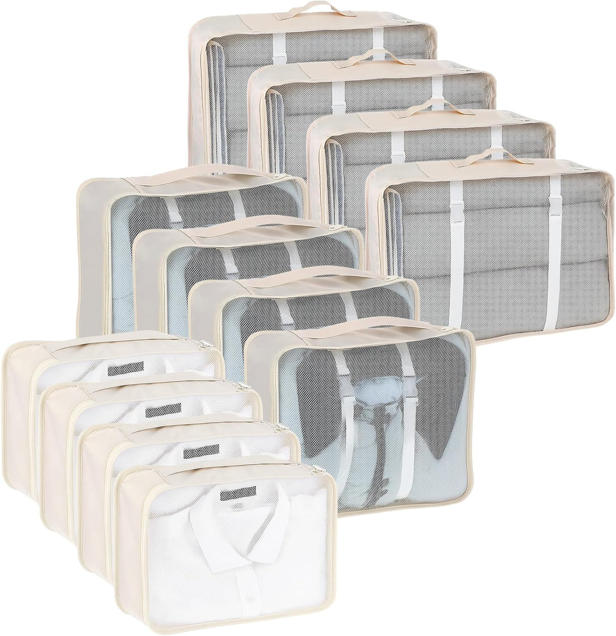 12 Pcs Packing Cubes for Suitcase, Travel Luggage Bags Bulk (S, M, L Size)