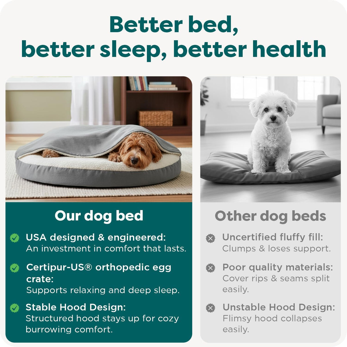 Furhaven round Orthopedic Dog Bed for Medium Dogs, Egg Crate with a Solid Orthopedic Foam Base with Attached Blanket Hood and Removable Washable Cover, Medium, Sherpa & Suede Snuggery, Espresso