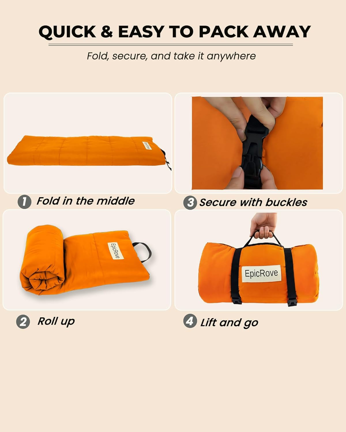 Rovepad Trail Dog Bed Mat 43"X27" – Waterproof Non Slip Outdoor Travel Mat for Camping & Car – Silent Peachskin Roll-Up Pad for Medium & Large Dogs, Machine Washable