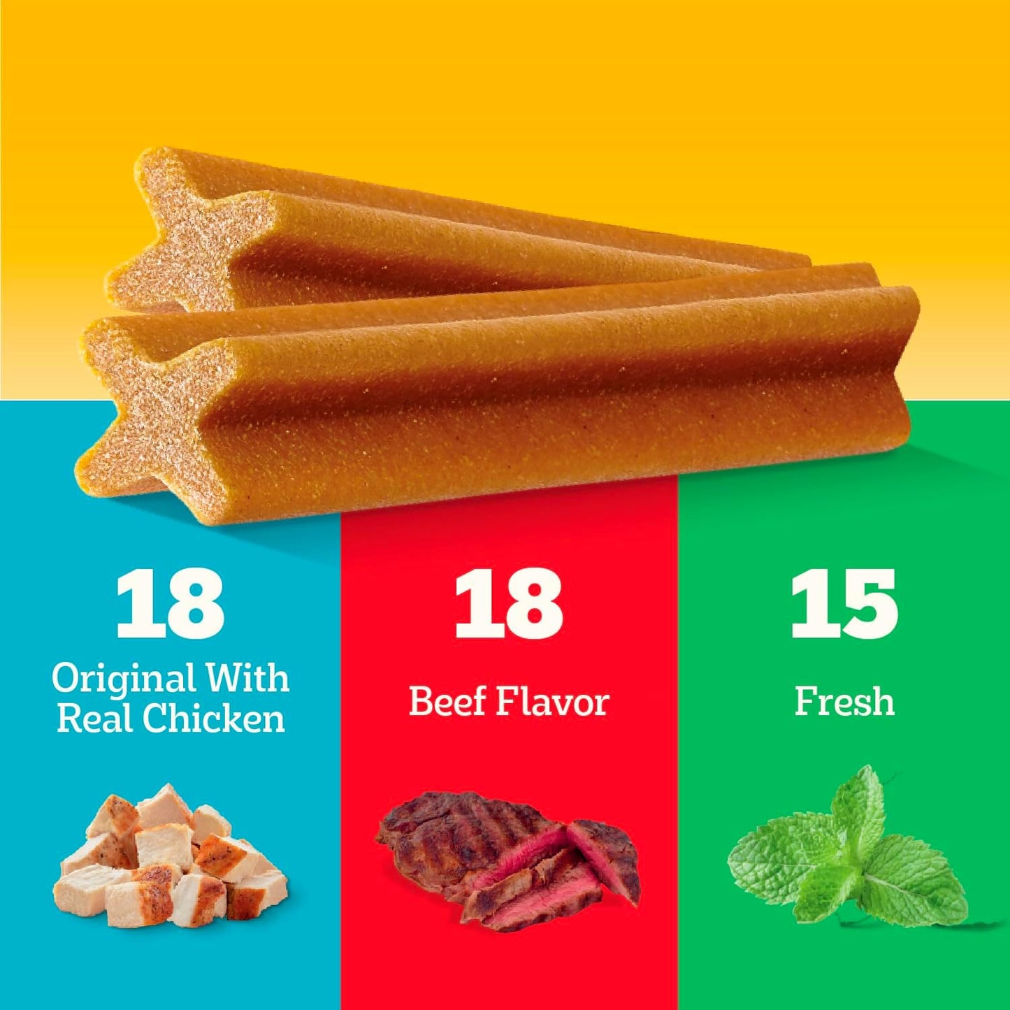 Pedigree Dentastix Large Dog Treats, Original, Beef & Fresh, 2.73 Lb. Variety Pack (51 Treats Total)