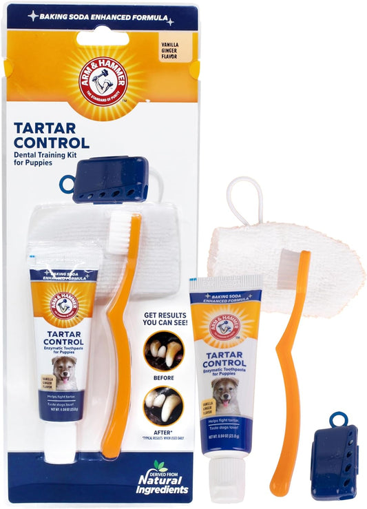 Arm & Hammer Tartar Control Puppy Dental Training Kit, Vanilla Ginger, 3 Pc