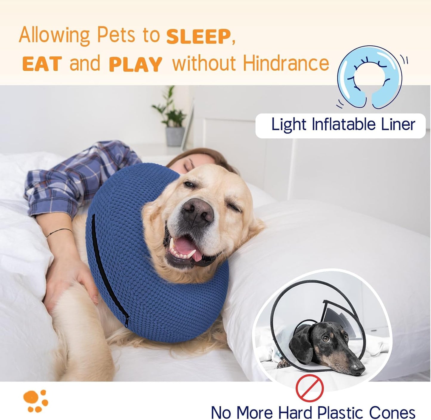Supet Inflatable Dog Cone Collar for Dogs to Stop Licking, Dog Donut Collar after Surgery, Soft Pet Cone for Small Medium Large Dogs