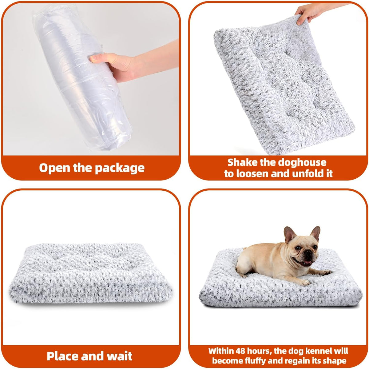 Dog Bed Large Size, Plush Washable Pet Bed Mat, Dog Crate Bed 35"X23", Gray