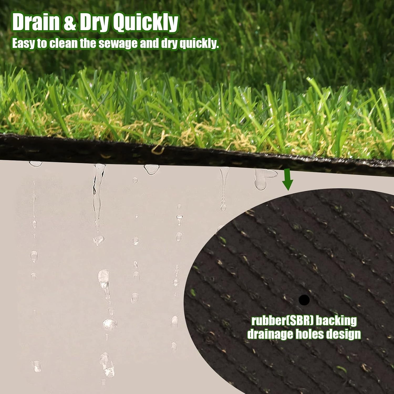 Heyroll Realistic Artificial Turf Grass, 3 FT X 5 FT Artificial Synthetic Fake Grass, 20MM Green Turf Rug Pet Dogs Lawn Mat with Drainage Holes for Indoor Outdoor Patio Garden Landscape/Custom Size