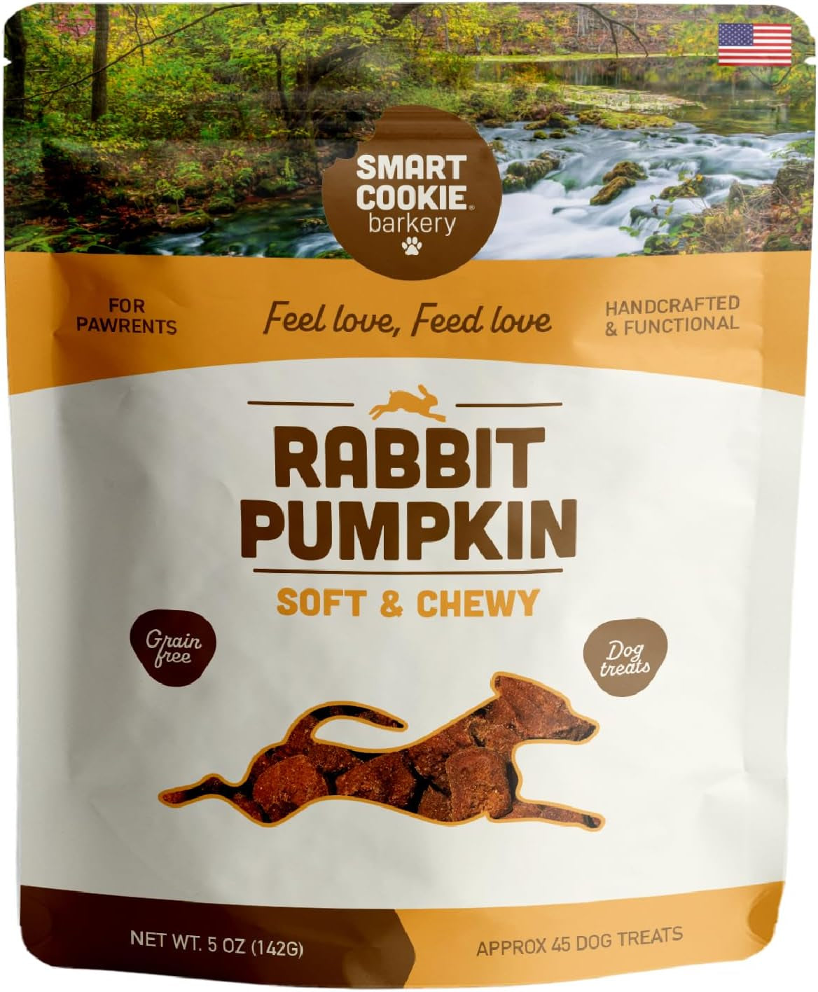 Smart Cookie All Natural Dog Treats - Rabbit & Pumpkin - Training Treats for Dogs & Puppies with Allergies, Sensitive Stomachs - Soft Dog Treats, Grain Free, Chewy, Human-Grade, Made in USA - 5Oz Bag