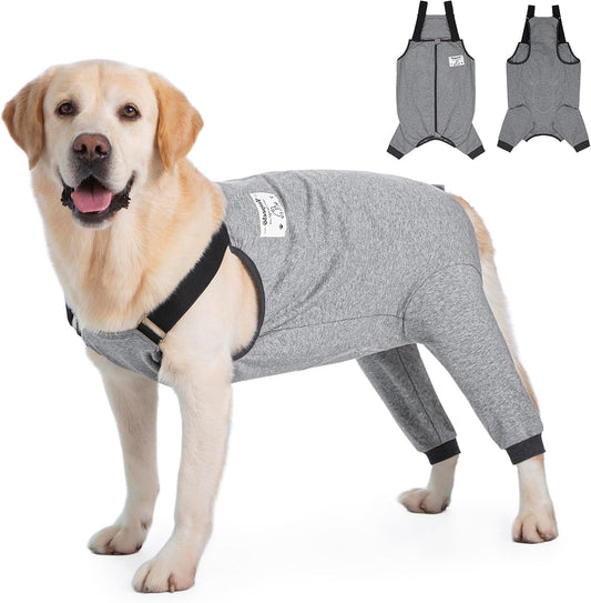 Dog Recovery Suit for Hid Leg, Soft Stretchy Pants for Hip Thigh Wound Protective Sleeves to Prevent Licking (Grey, 4Xl(Reference Weight 50-70 Lbs))