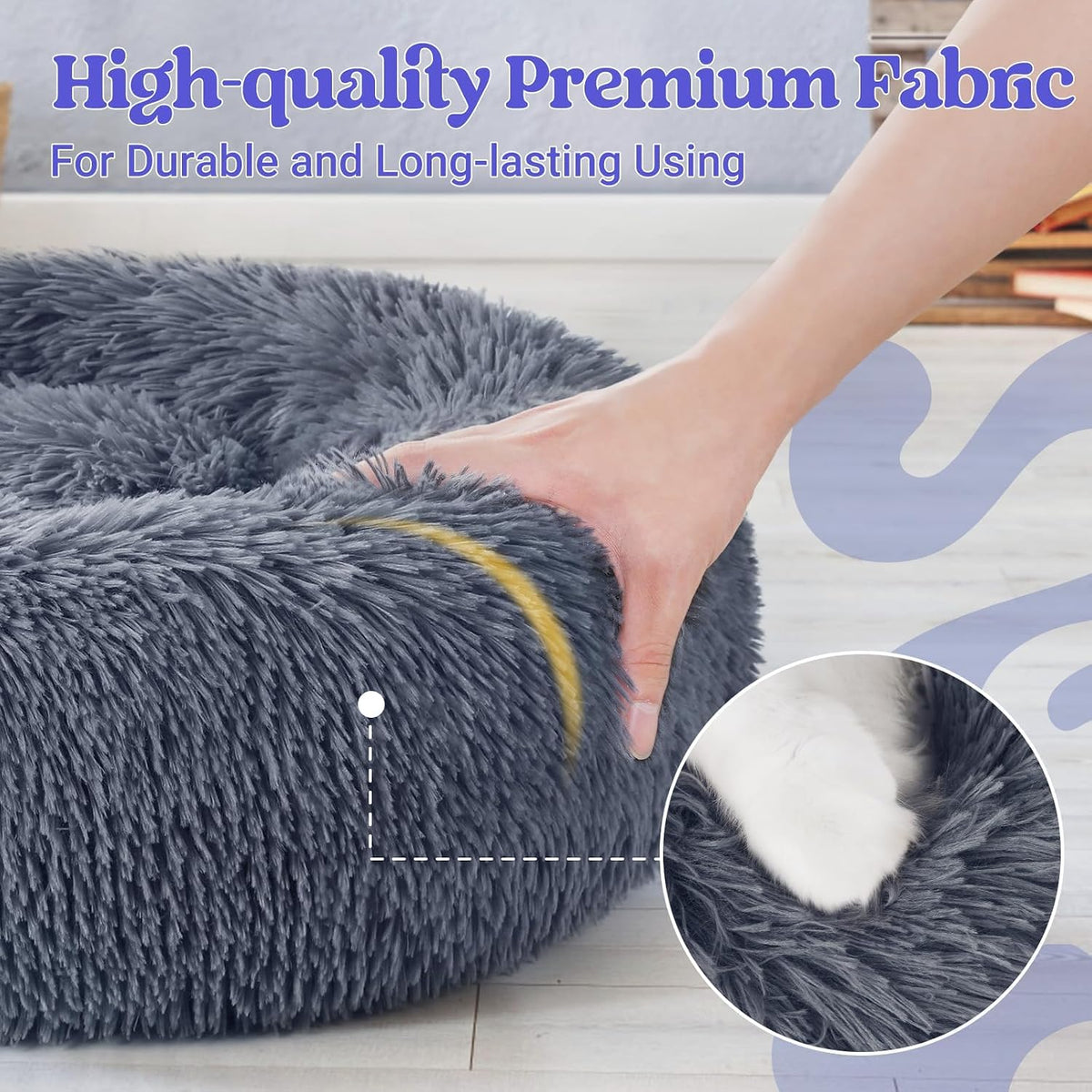 Rabbitgoo Calming Cat Beds for Indoor Cats, 20 Inches, Dark Grey