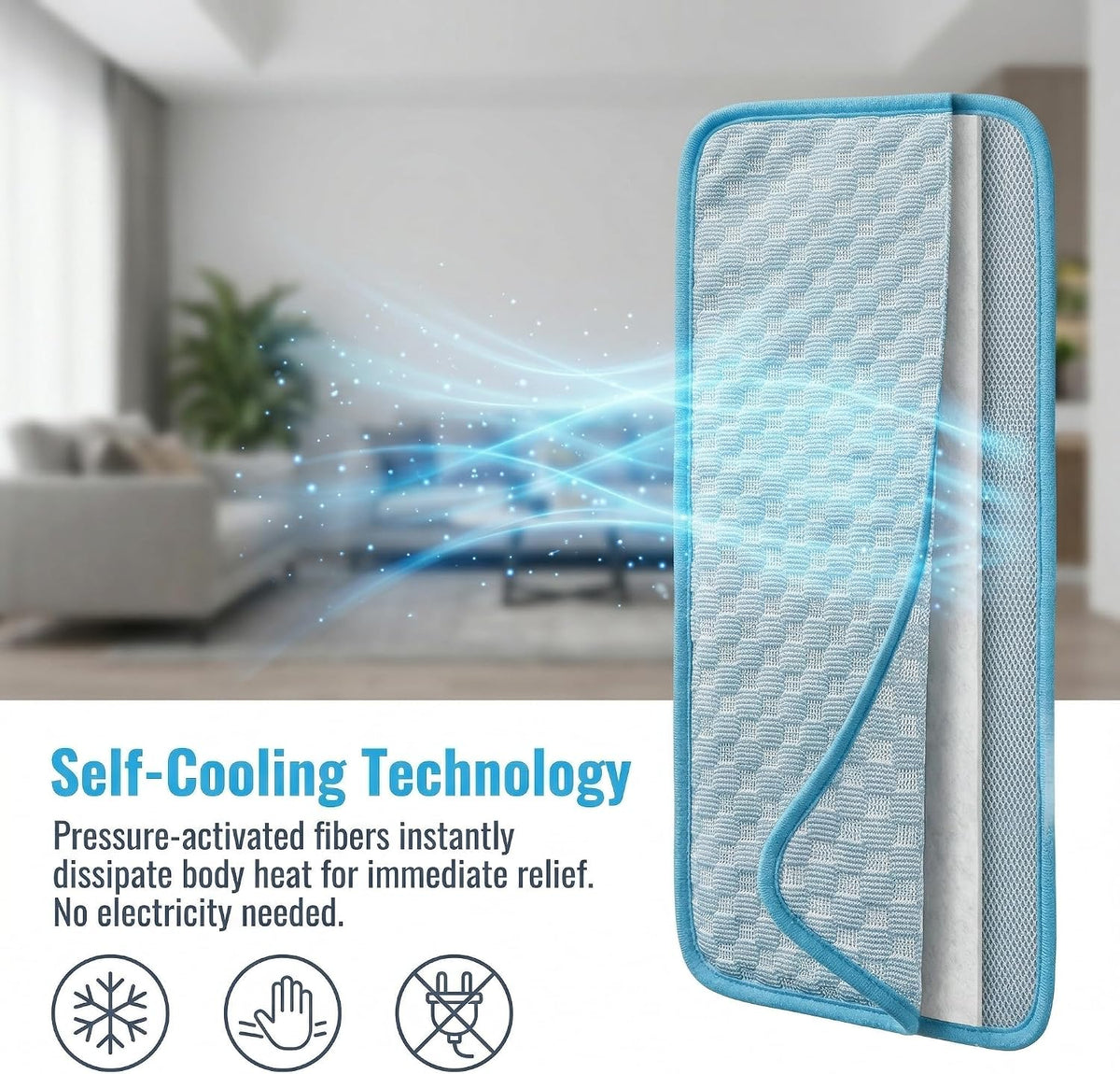 Cooling Mat for Dogs, Cat Cooling Mat, 24"X20" Dog Cooling Mat for Small & Medium Pets - Gel Free Ice Silk Self-Cooling Pad, Non-Slip Summer Pet Cooling Mat, Washable Dog Cooling Mat, Blu