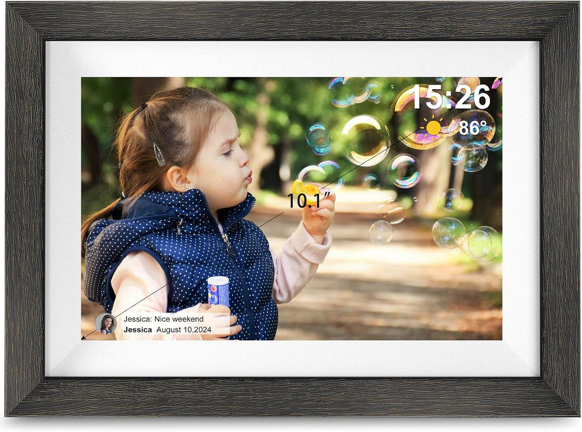 Frameo Digital Photo Frame,10.1 Inch Wifi Smart Digital Picture Frame with HD IPS Touch Screen,Auto-Rotate,Send Pictures from Anywhere via Frameo App,Gifts for Mom