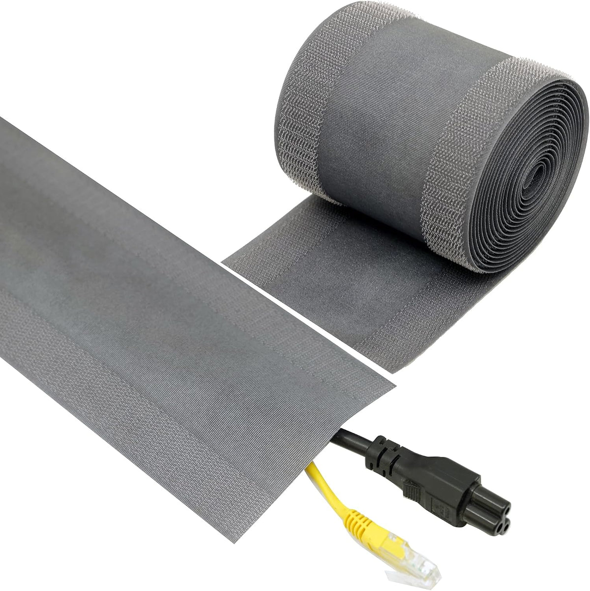 Ecohomes Carpet Cord Covers for Carpet (Grey, 4 Inch X 10 FT)