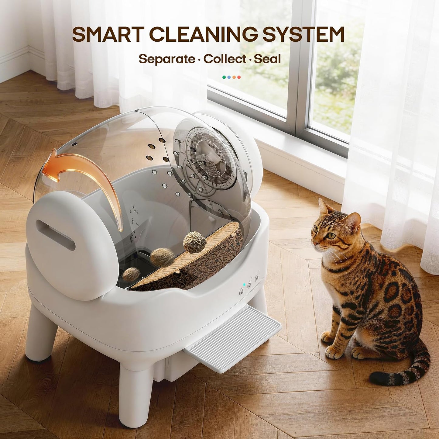 RPZ Automatic Self-Cleaning Cat Litter Box for Large Cats & Multi-Cat Homes, Smart Electric Auto Cleaning Litter Box with Litter Mat & 2 Cleaning Solutions, Ideal for Busy Homes & Apartments