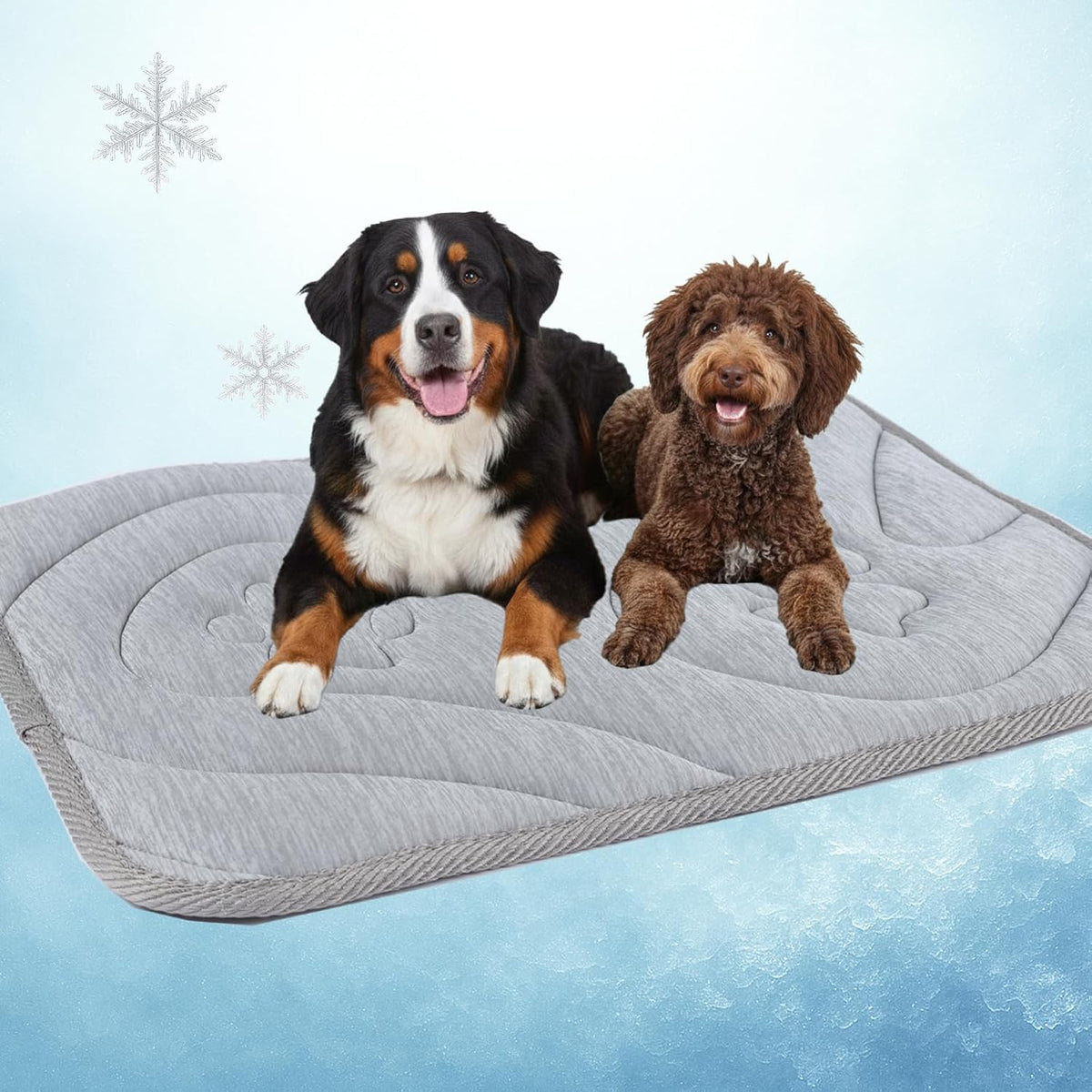 Reversible Dog Cooling Mat for Extra Large Dogs 59"X40" — Thick & Durable Orthopedic Breathable 3D Mesh, Cool-Feel Arc-Chill Fiber (Q-Max>0.5) & Soft Velvet, Machine Washable, Cool Gray