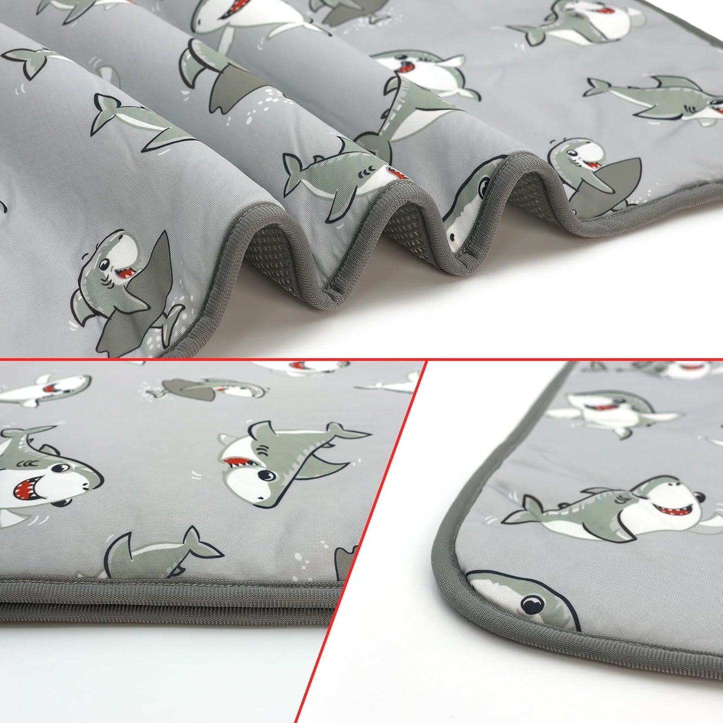 NACOCO Summer Pet Cooling Mat - Cat Dog Cushion Pad Sleeping Cool Sharks Comfortable Soft for Pets Kids and Adults (Grey Shark, S)