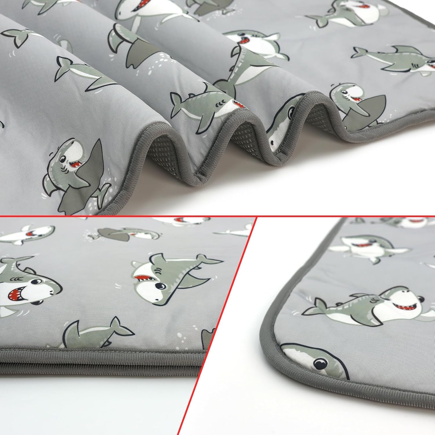 NACOCO Summer Pet Cooling Mat - Cat Dog Cushion Pad Sleeping Cool Sharks Comfortable Soft for Pets Kids and Adults (Grey Shark, S)
