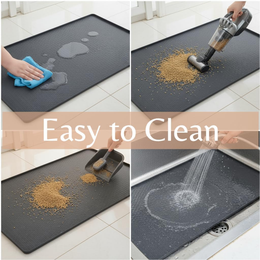 Cat Litter Mat, Extra Large 51"X25.6" Silicone Litter Box Mat, High Edge | Kitty Litter Mat for Auto Litter Box Areas, Waterproof Non-Slip Litter Mat, Easy Clean, Raised Lip Contains Multi-Cat Mess