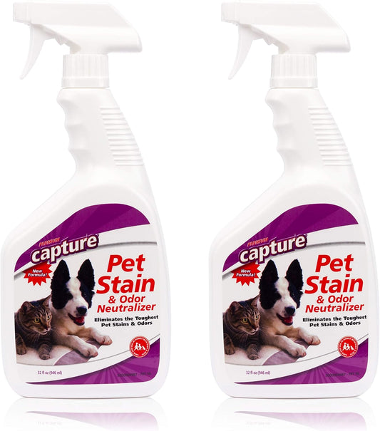 Capture Pet Stain & Odor Spray - Enzyme Pet Odor Eliminator - 32Oz (2 Pack)