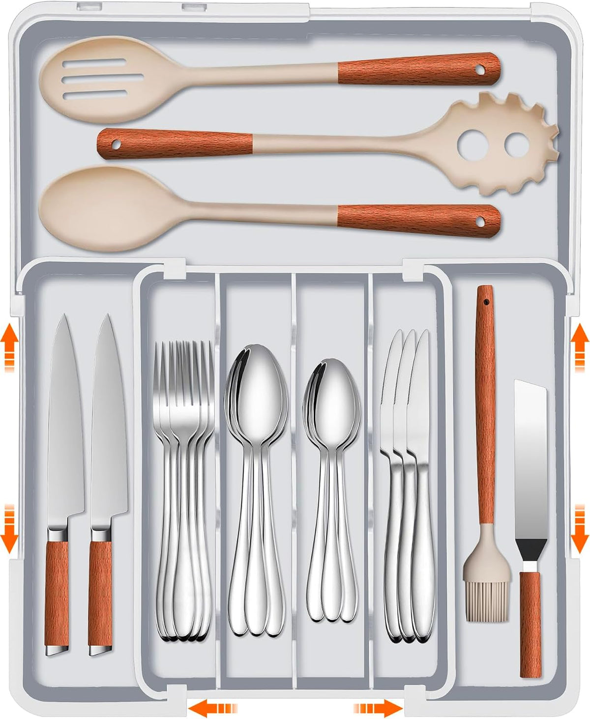 Spaclear Adjustable Silverware Drawer Organizer, Utensil Tray for Kitchen