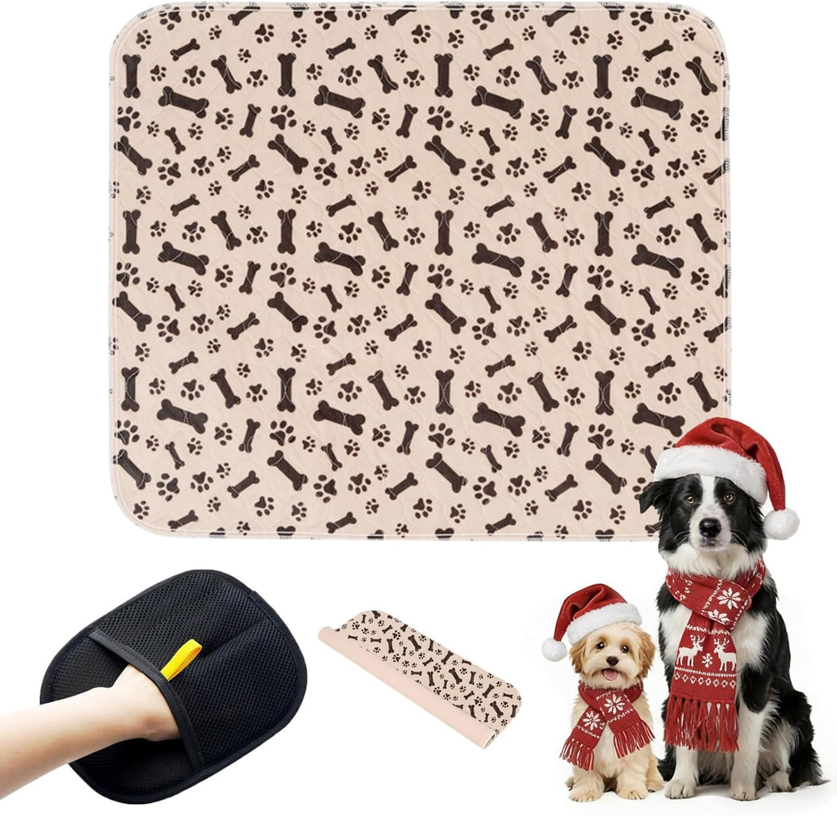 Puppy Pee Pads with Pheromones, Washable Puppy Training Pads for Dogs Reusable Puppy Potty Pads for Dogs and Cats(With Pet Hair Removal Gloves)