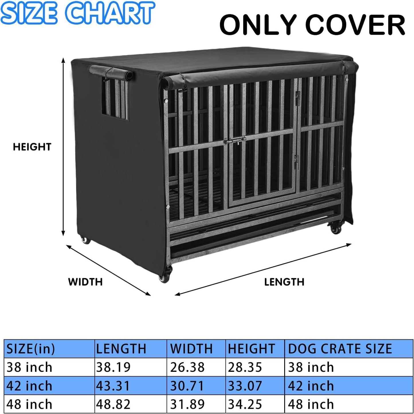 48 Inch Heavy Duty Dog Crate Covers Durable 600D Polyester Insulated Dog Kennel Cover Soundproof Windproof Rainproof Shading Fit for Wire Dog Cage Covers with Breathable Side Window ( ONLY COVER)