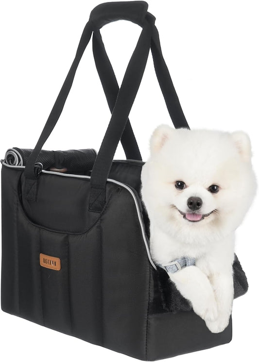 Dog Purse Carrier for Small Dogs Cats Rabbits up to 12Lbs, Lightweight Pet Sling Carriers with Crossbody Strap, Portable Puppy Soft Sided Tote Bag Carrier for Vet,Hiking,Travel Black
