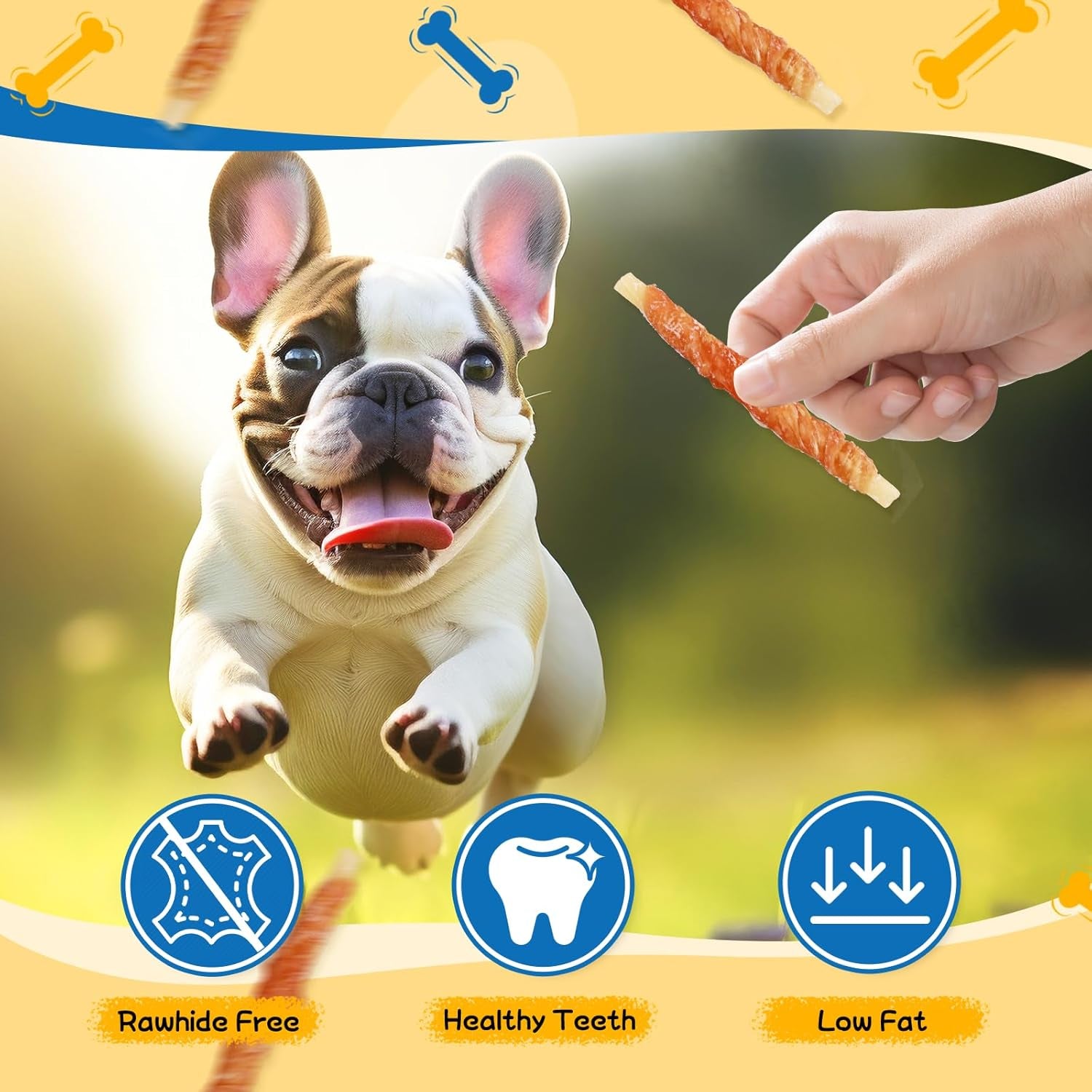 Gazeupon Soft Dog Treats, Healthy Training Treats for Dogs, Rawhide Free Snacks for Small Dogs, Chicken Wrapped Cod Sticks W/Glucosamine Chondroitin