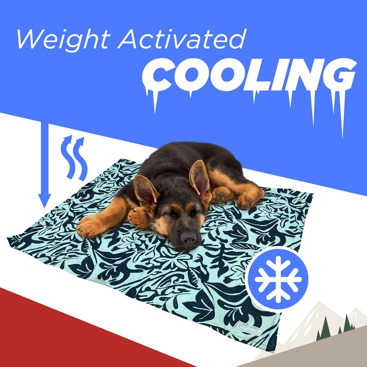 Coleman Medium Navy Botanical Pattern Reversible Cooling Mat – 24” X 30”