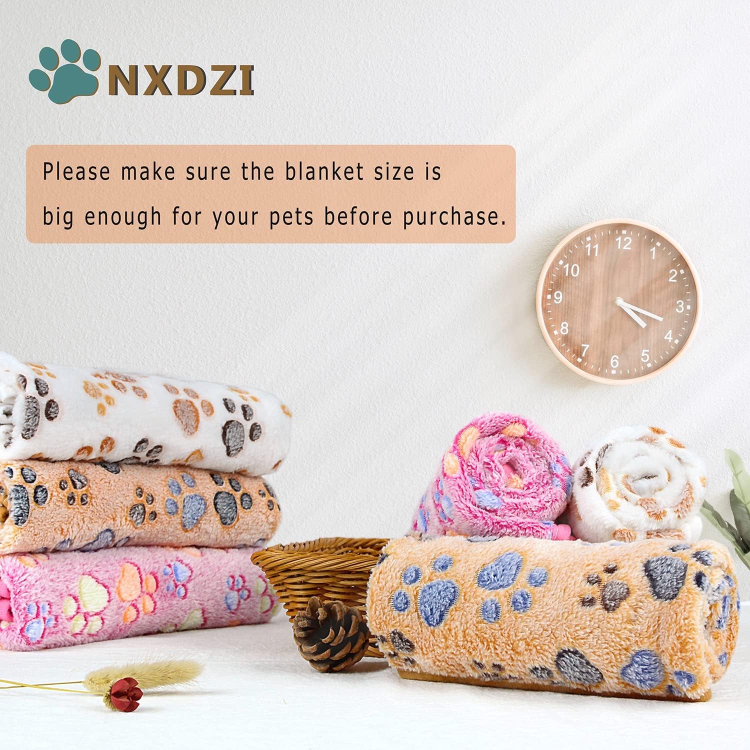 Dog Blankets for Medium Large Dogs, 3 Pack Dog Blanket Washable 41" X 31", Fuzzy Soft Pet Mat Throw Cover for Kennel Crate Bed, Cute Paw Pattern, Cat Blanket, Blankets for Dogs, Pet Blanket
