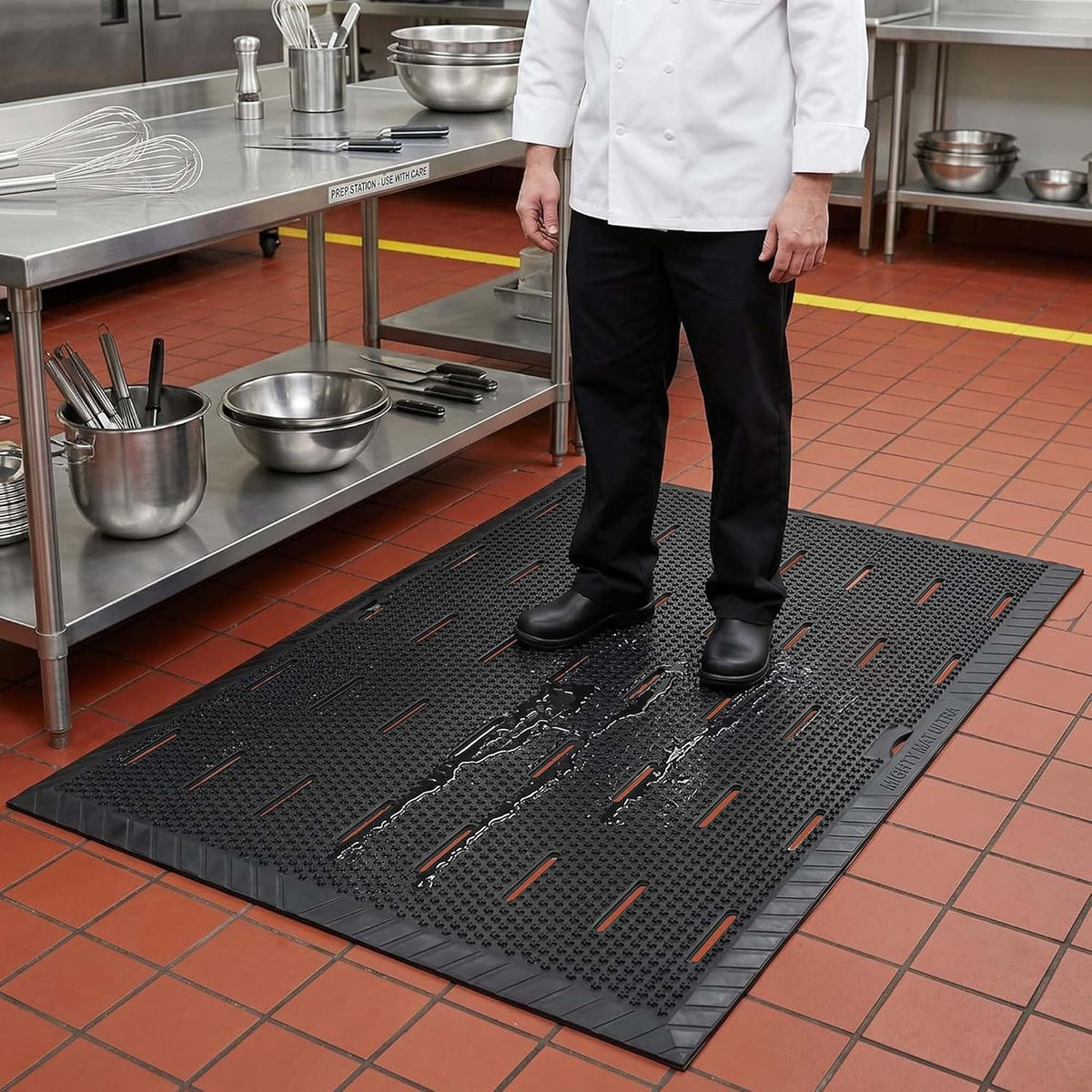 Commercial Drainage Rubber Floor Mat 47"X35", anti Fatigue for Wet Area