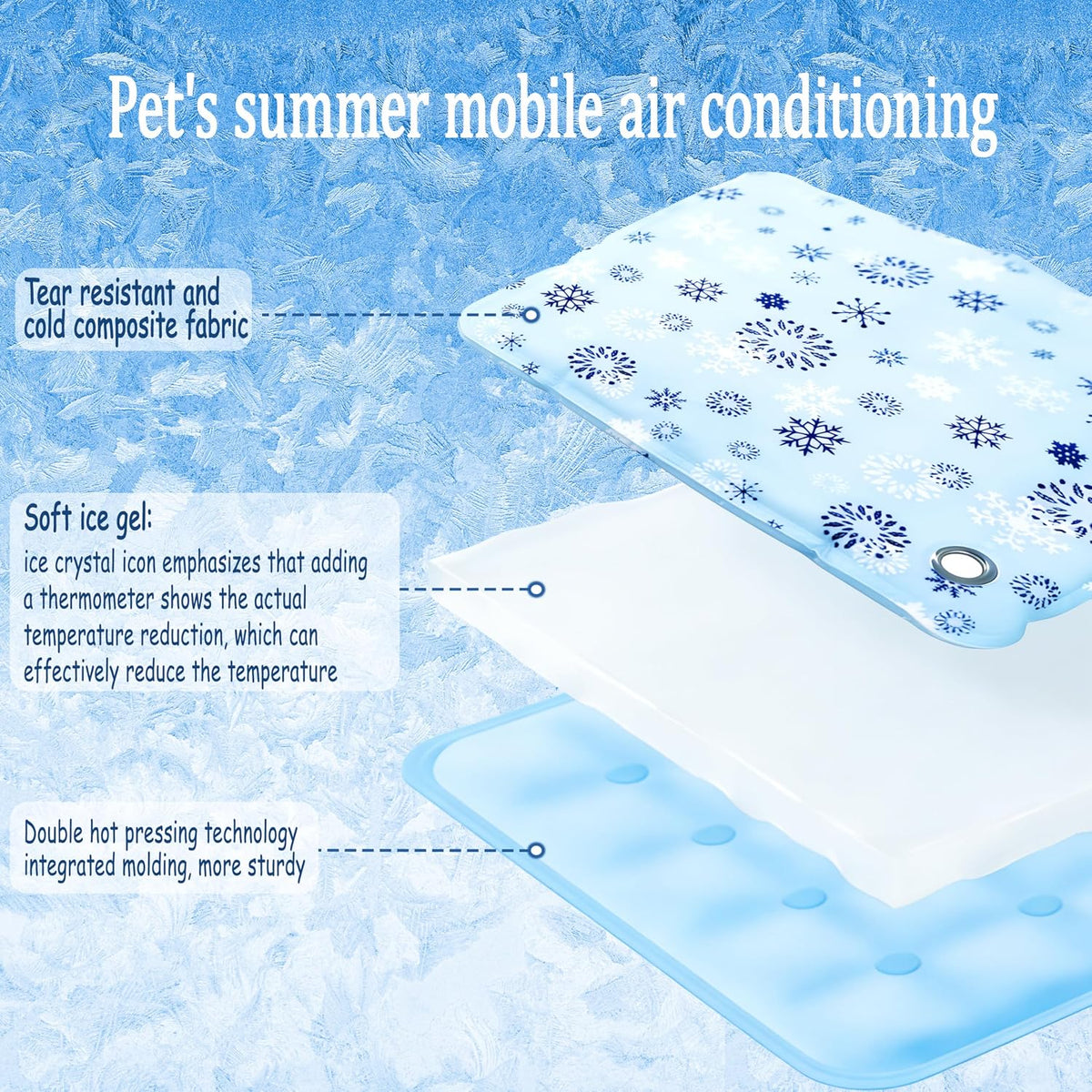 XCL Dog Cooling Mat Thicken Cooling Pad for Dog, Summer Dog Mat Foldable Washable, Endothermic& Waterproof, (QMAX>0.5), Breathable Ice Gel Sleep Mat for Dogs and Cats (28'' X 48''(Large), Ice Blue)