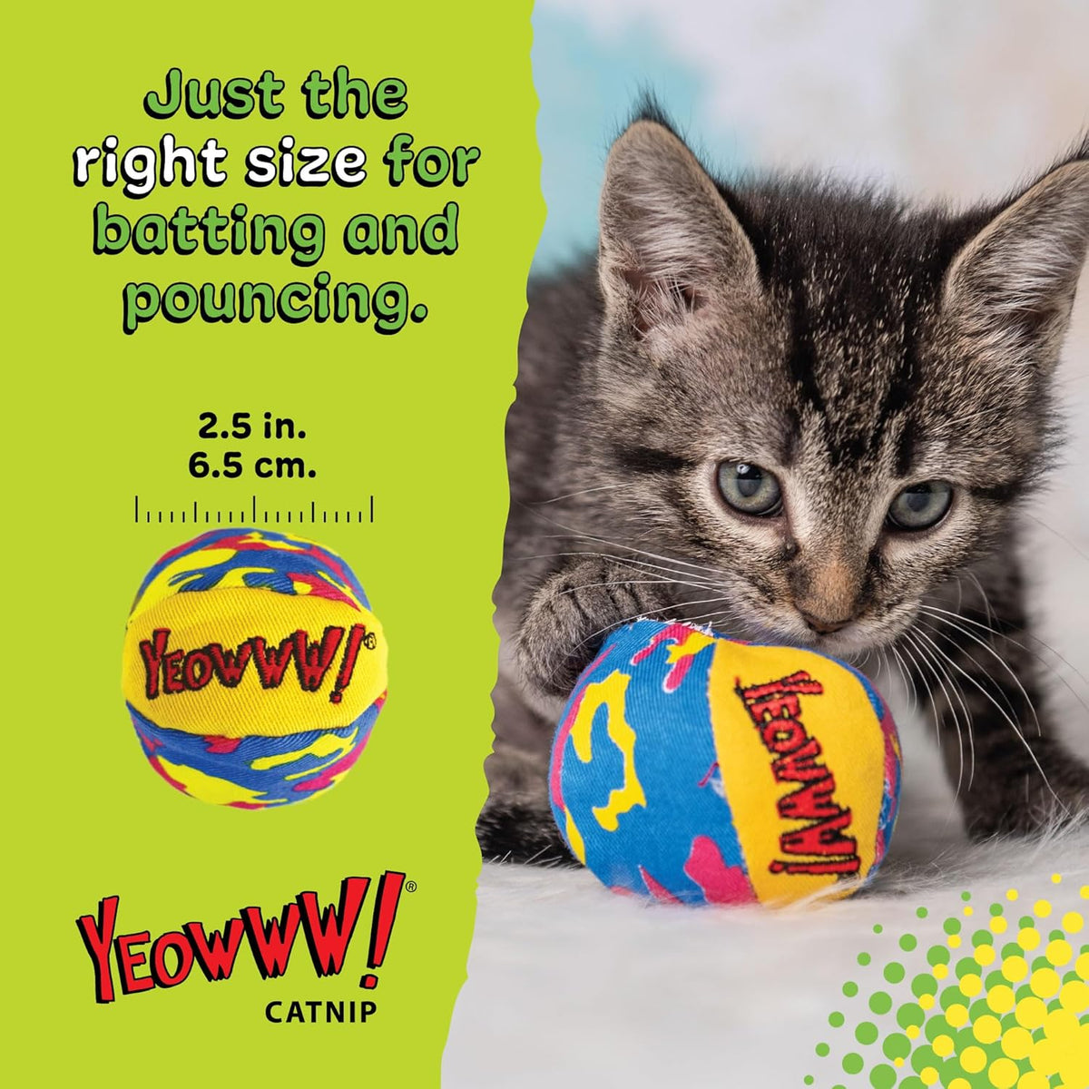Yeowww! Catnip My Cats Balls Toys for Cats - 3-Pack - Durable Cotton Twill - Made in the USA - Stuffed with Organically Grown Catnip