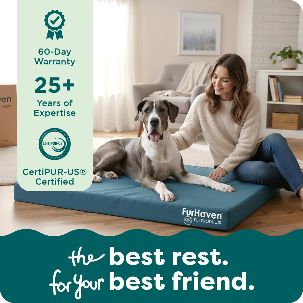 Furhaven Water-Resistant Cooling Gel Dog Bed for Large Dogs, Cool Gel-Top Foam with a Solid Orthopedic Foam Base for Comfort and Support, Washable Cover, Jumbo plus XXL, Polycanvas, Deep Lagoon