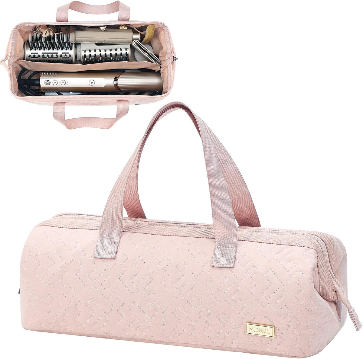 NISHEL Hair Tools Travel Bag Dryer Curling Iron Attachment Organizer Case