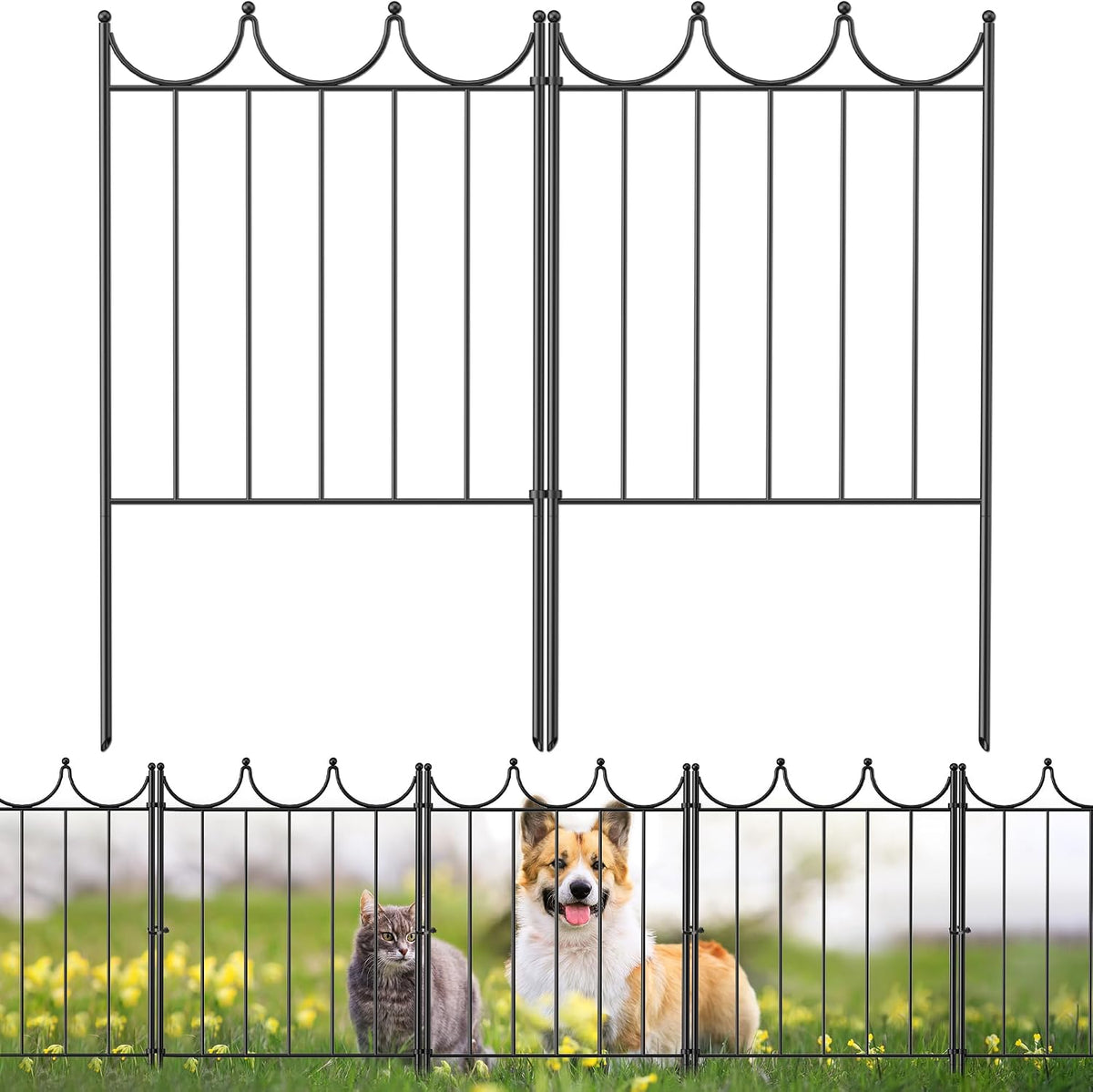 Decorative Garden Fence, 24In(H)×10.4Ft(L), 10 Pack