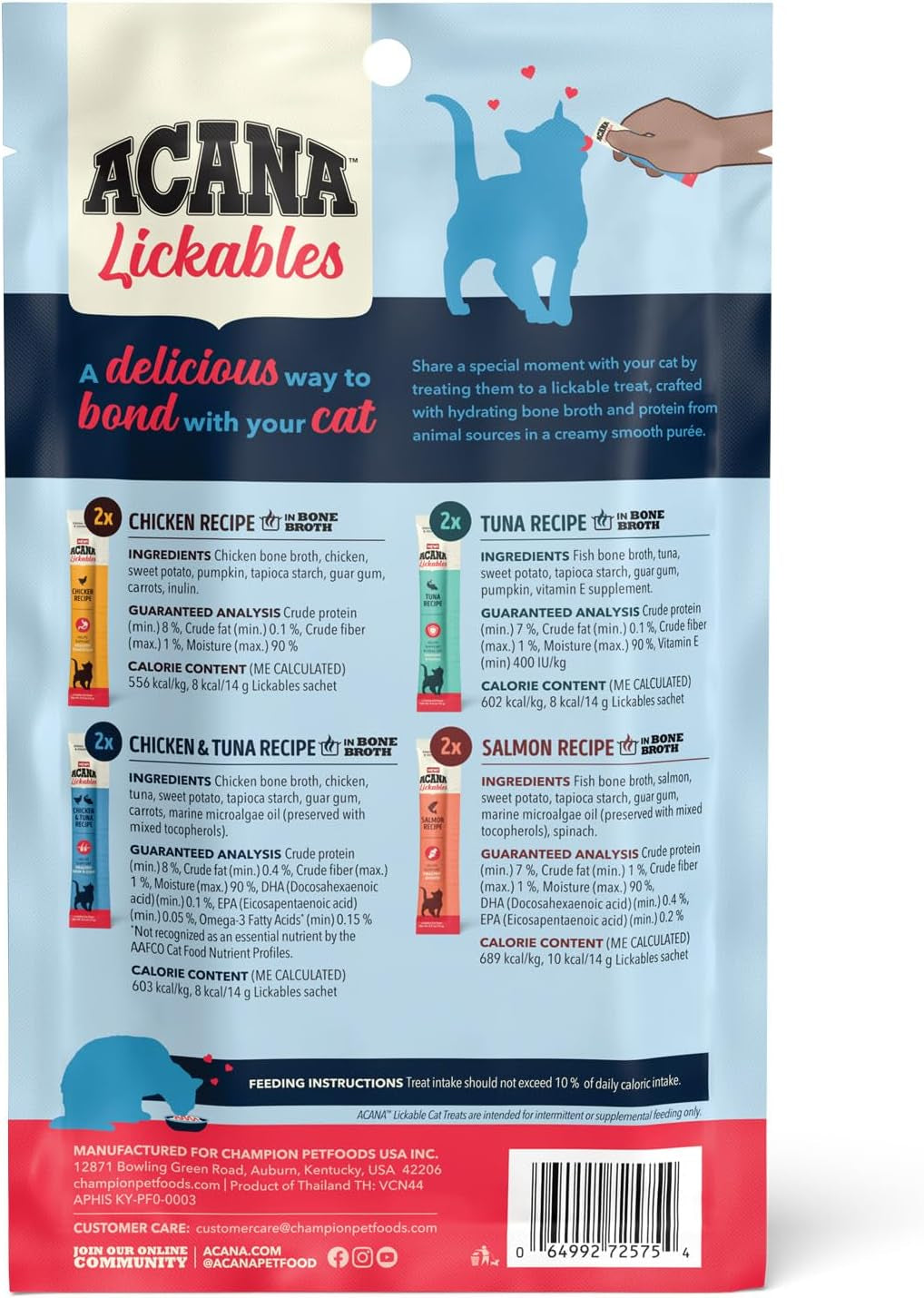 ACANA Lickables Cat Treats Variety Pack: .5Oz Tubes (8 Count, 2 of Each)