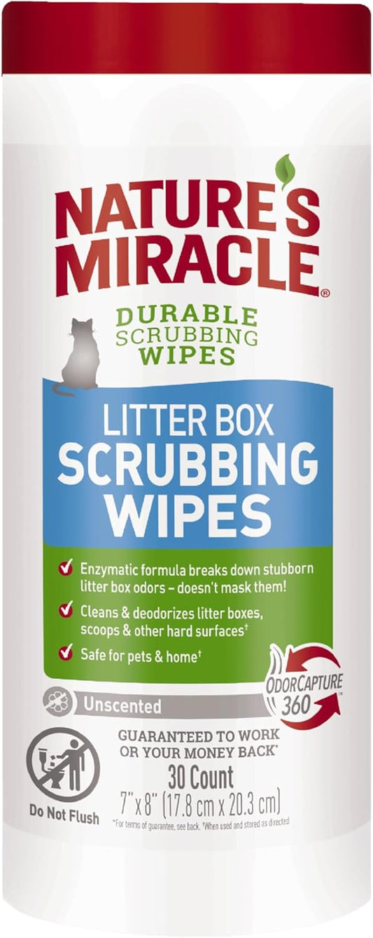 Nature'S Miracle Cat Litter Box Scrubbing Wipes, Enzymatic Formula, 30 Ct