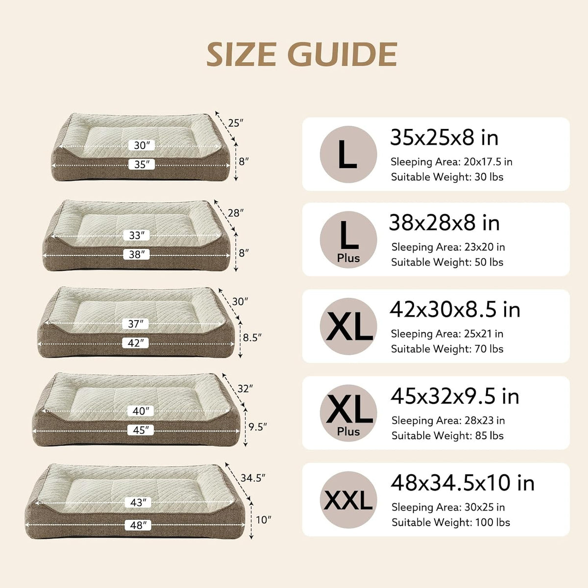JOEJOY XL Orthopedic Dog Beds Large Size Dog, Extra Thick Big Dog Couch Bed