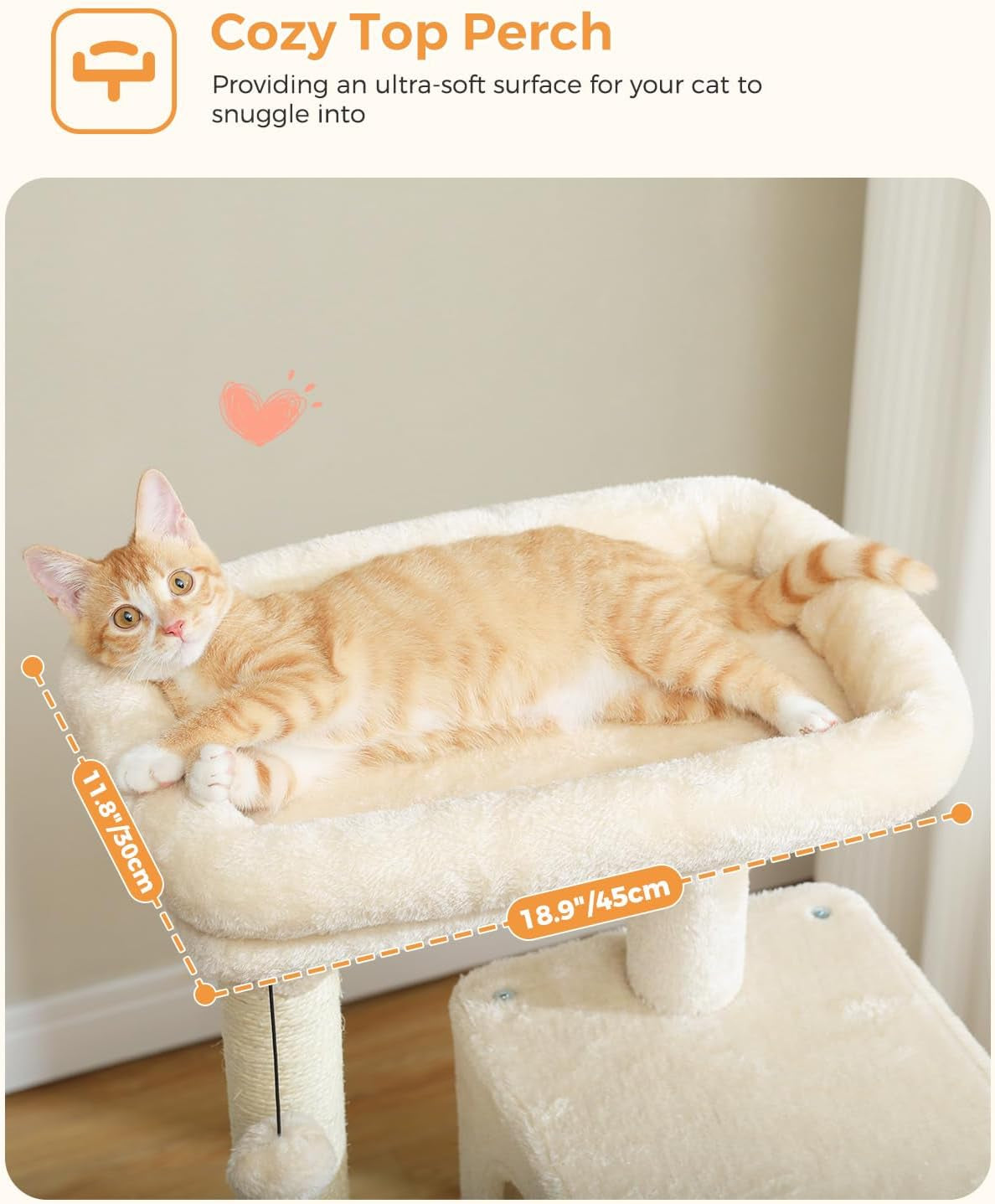 MUTTROS Cat Tree for Large Cats Adult with Metal Plush Big Hammock, 56.3" Cat Tower with 2 Door Condo House, 6-Tier Cat Shelves with Scratching Posts and Large Top Perch, Beige