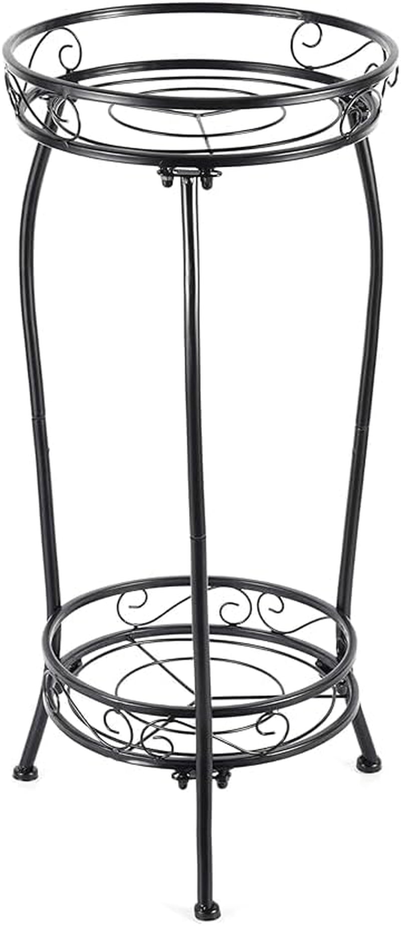 Kavlium Plant Stand Indoor Outdoor, Tall Black Metal, 2 Tier 27.1 Inch