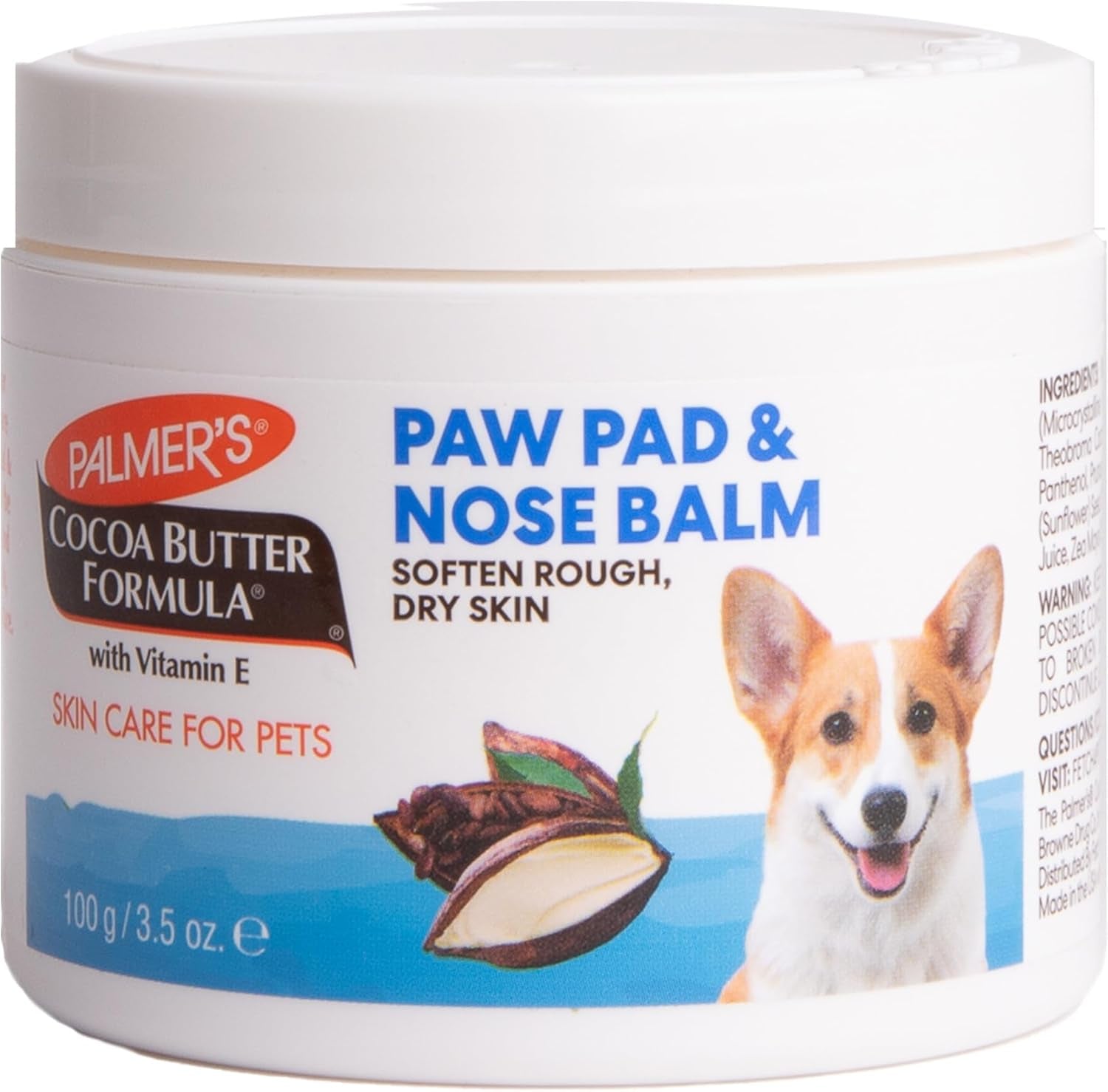 Palmer'S for Pets Cocoa Butter Paw Pad and Nose Balm for Dogs, Fragrance Free Dog Skin Soother with Vitamin E for Dry Paws and Noses, Plant Based Formula, 3.5 Oz
