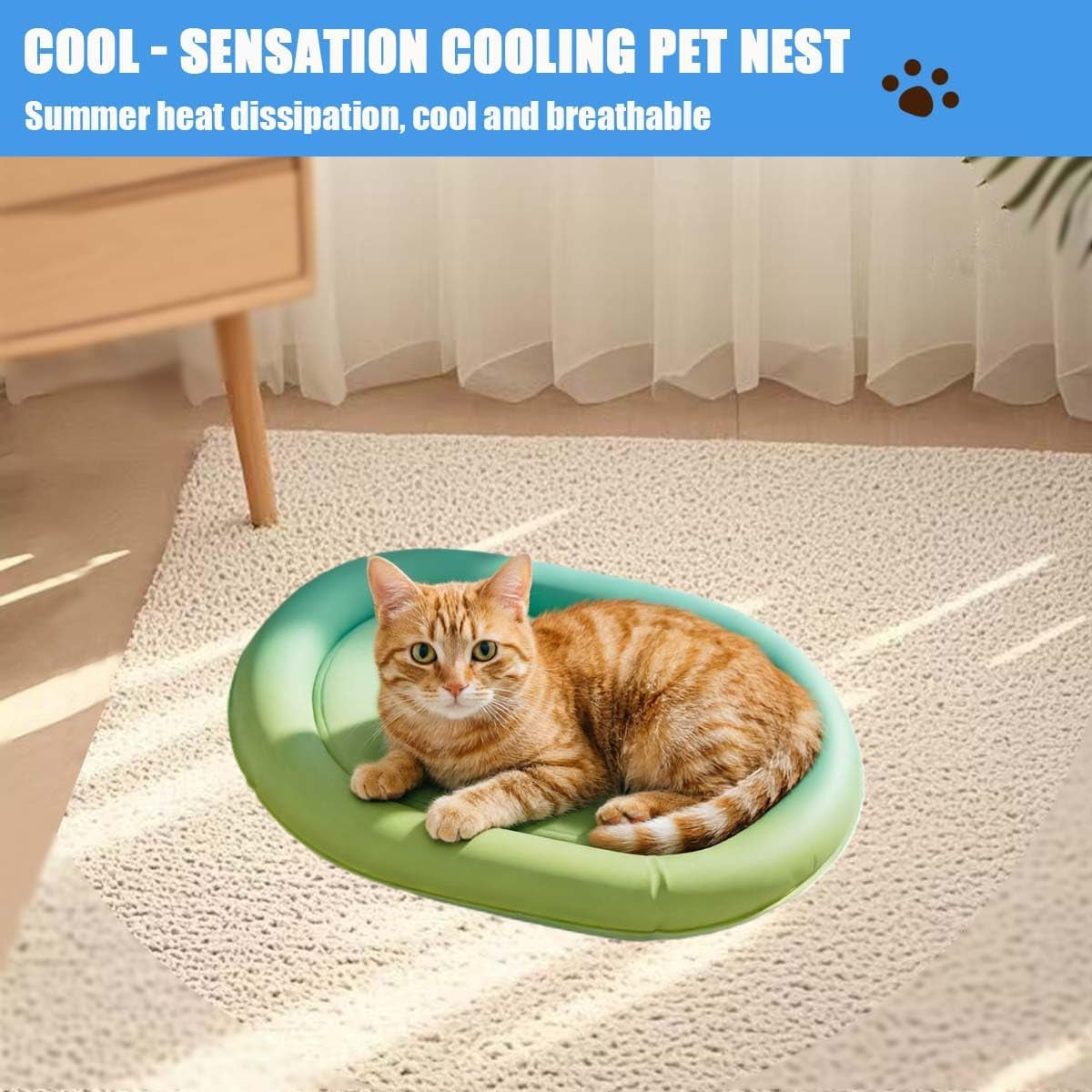 Cooling Pet Bed for Cats & Dogs,Waterproof & Scratch-Resistant Summer Sleep Pad (Medium for Cats)