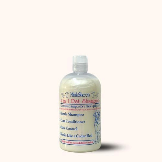 Minksheen Dog Grooming Shampoo and Conditioner, Concentrated 16 Oz, Makes up to One Gallon Ready to Use Shampoo, Natural Itch Relief for Pets, PH Balanced, Works like a Cedar Bed, Made in USA