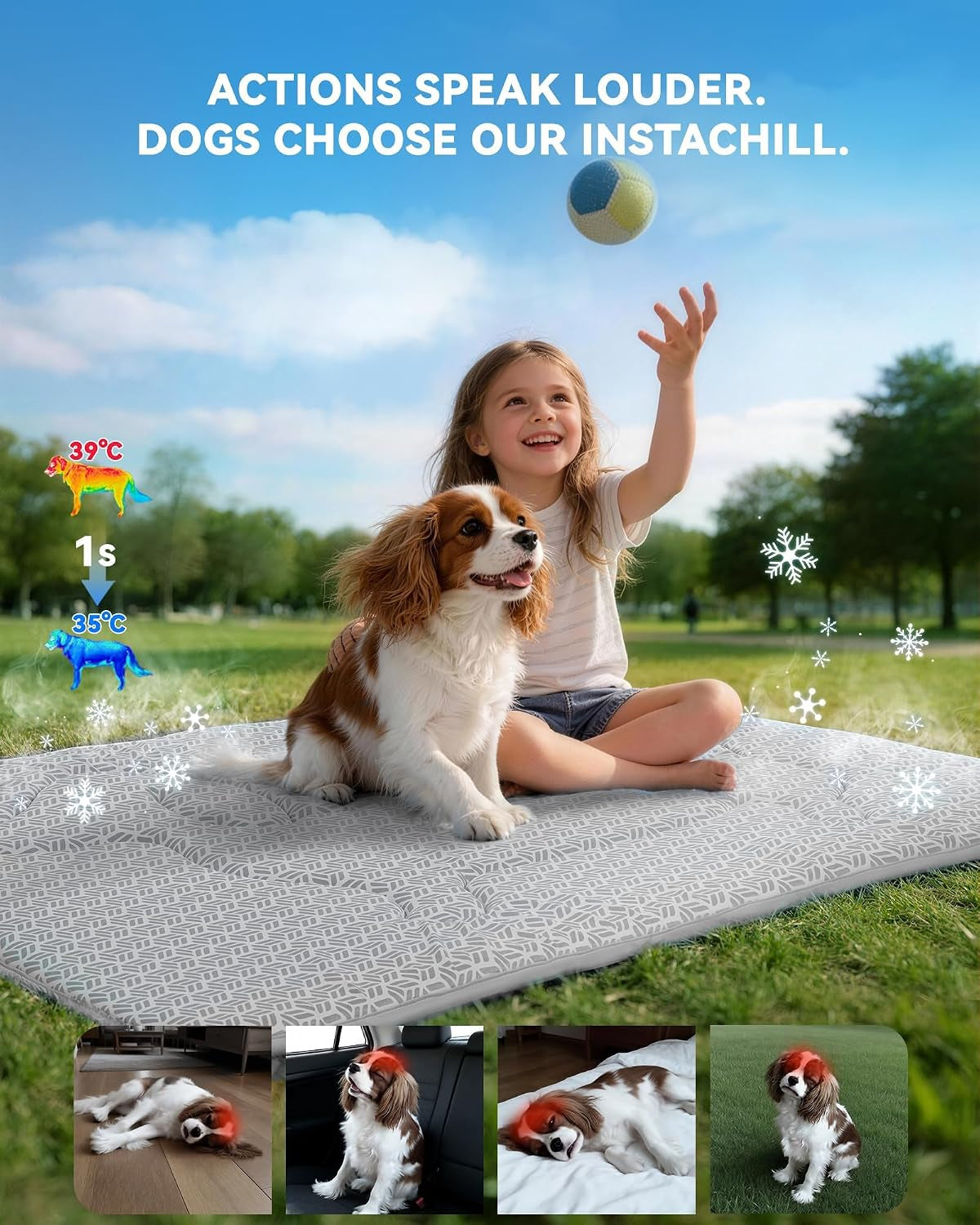 Cooling Mat for Dogs, Short Plush Crate Large Pet Pad Bed Indoor Outdoor XL