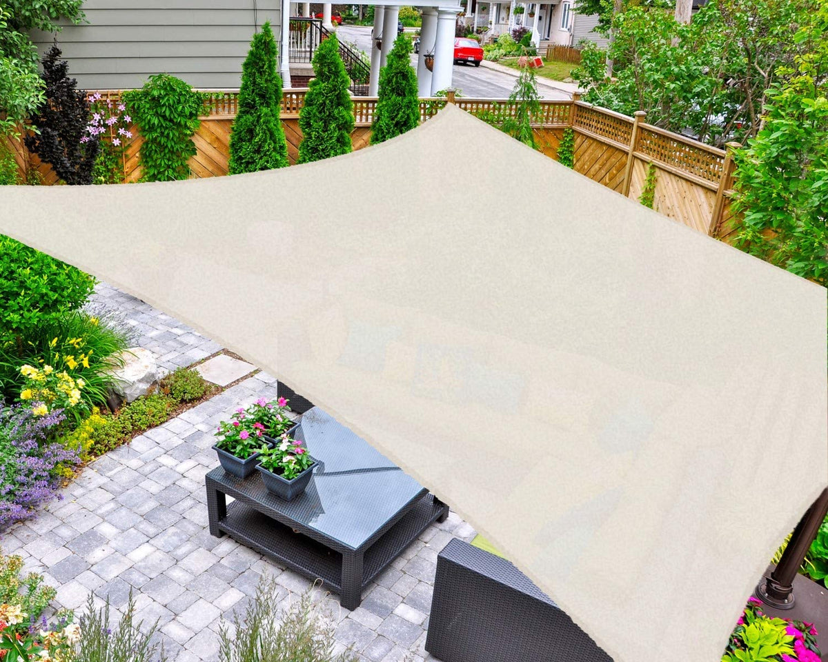 Asteroutdoor Sun Shade Sail Rectangle 16' X 20' UV Block Canopy for Patio Backyard Lawn Garden Outdoor Activities, Cream