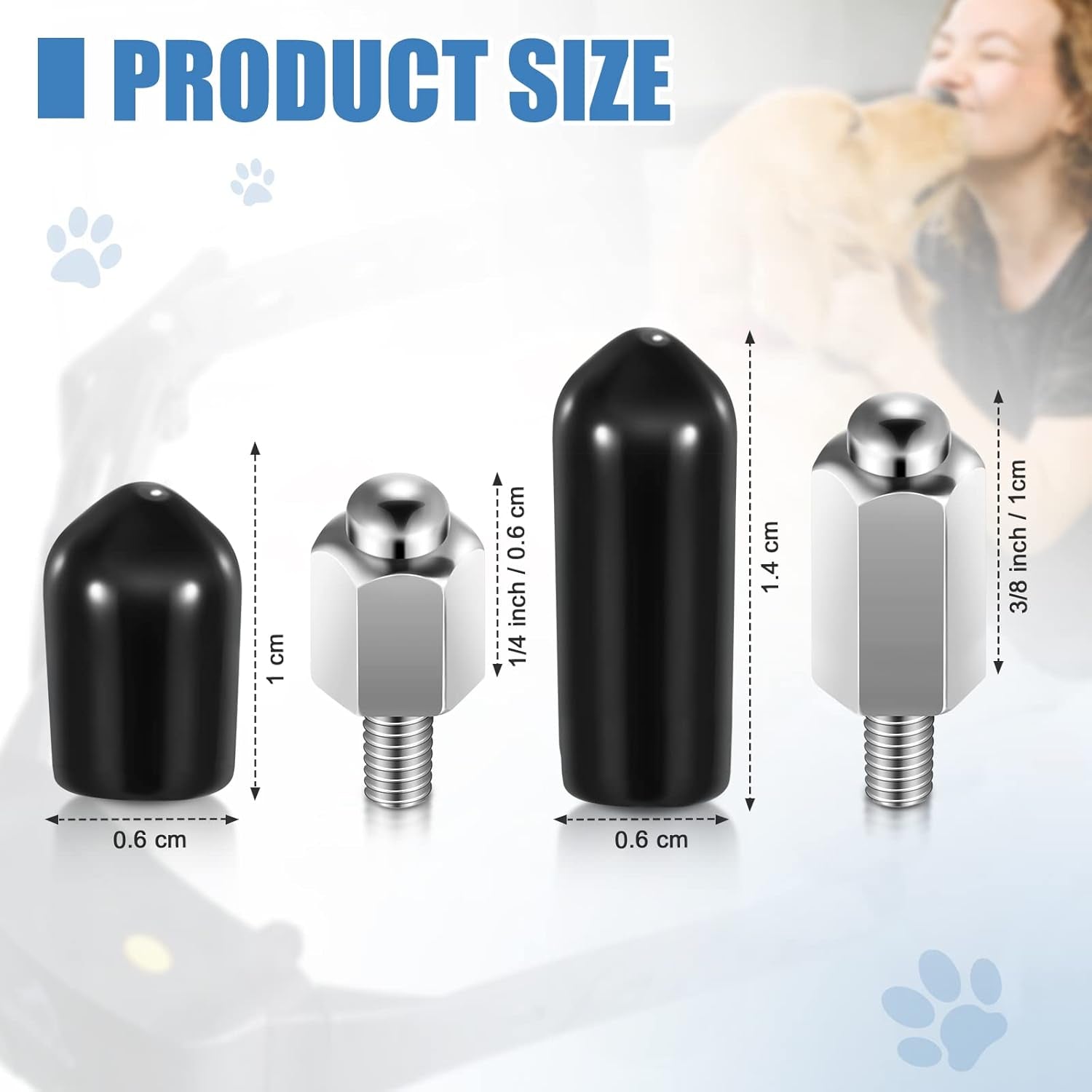 12 Pcs Extra Contact Points Replacement Part for Dog Training Collars Pet Shock Collar Replacement Prongs with Conductive Rubber Caps for Dog Training Collar Parts (6 Pairs)