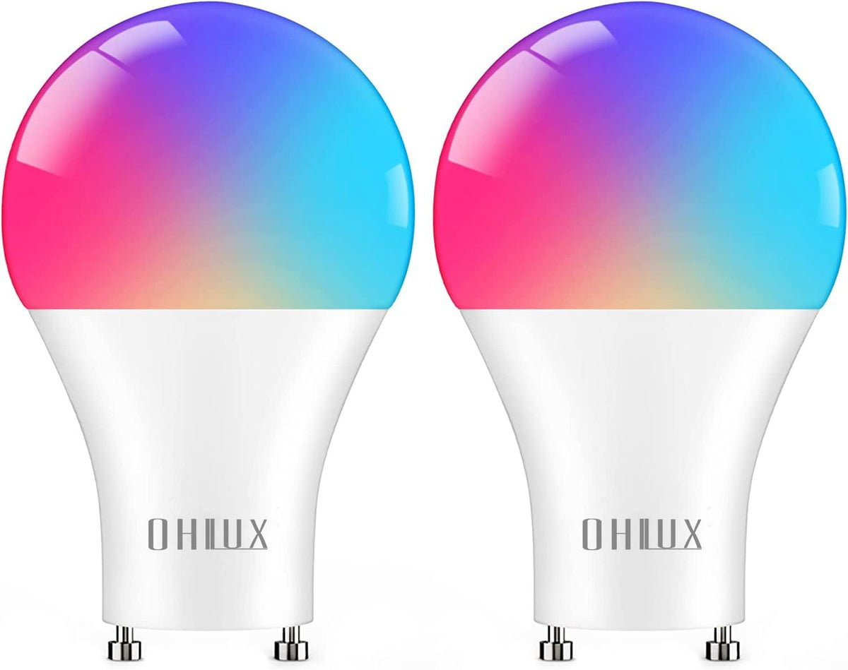 OHLUX GU24 Smart Light Bulbs Compatible with Alexa, 10W 900LM Super Bright, RGBCW Color Changing GU24 LED Bulb, 120V 100W Halogen Replacement, 2Pack
