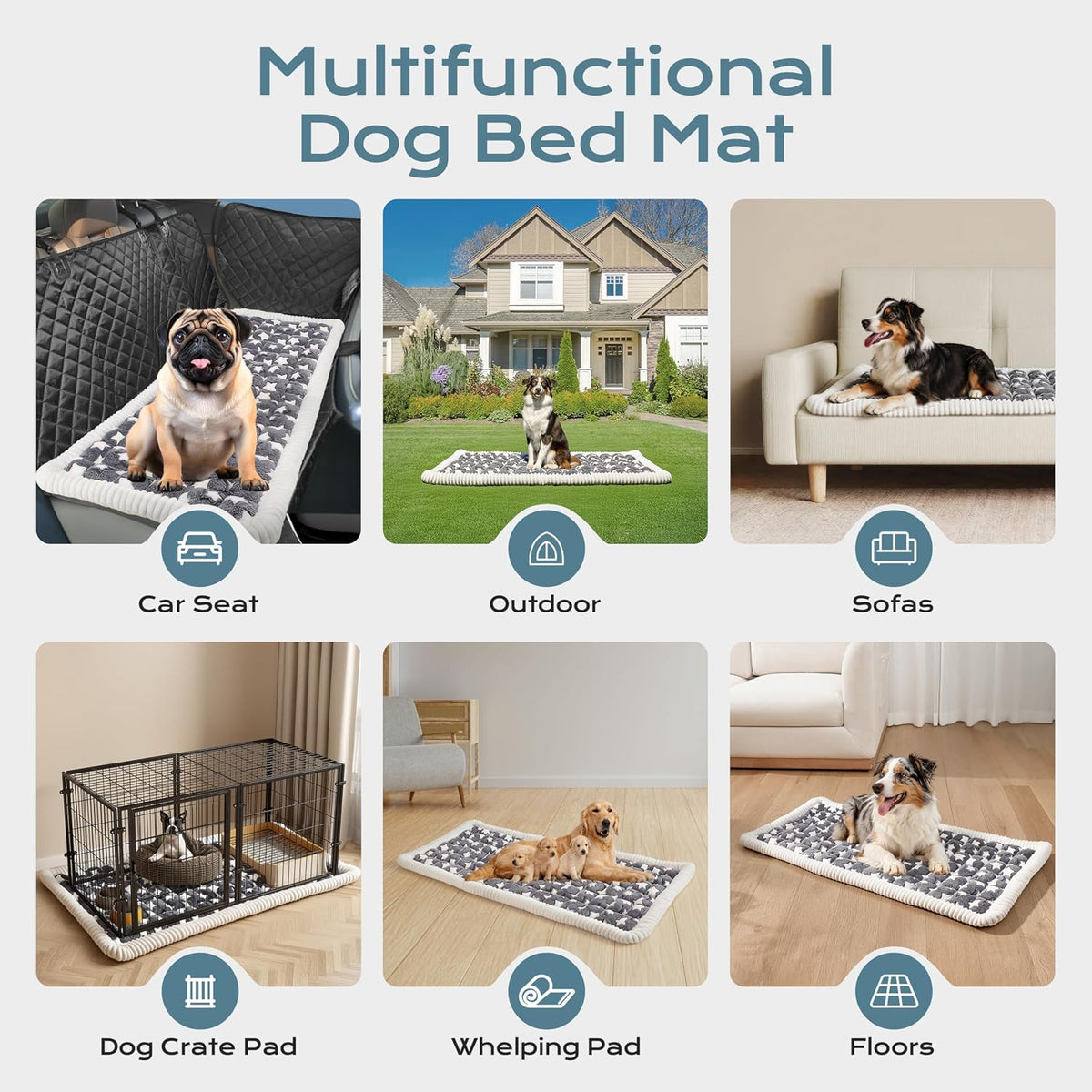 Backseat Dog Bed Mat for Car, Dog Blanket for Car (53" X 24")