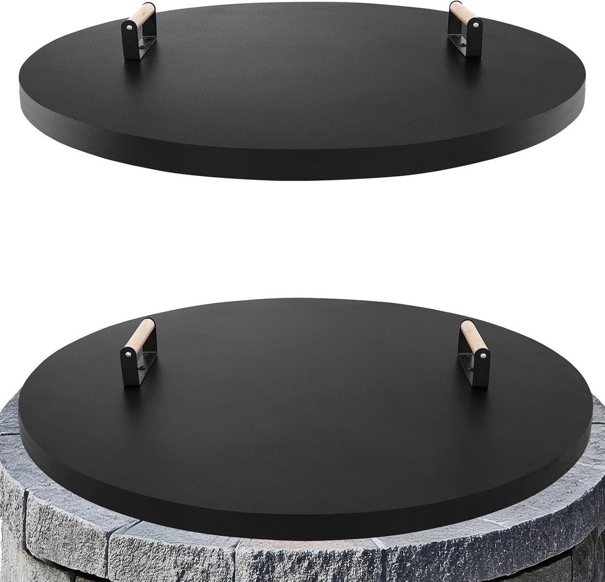 Fire Pit Lid Cover Round- 34" Powder Coated Steel Firepit Cover
