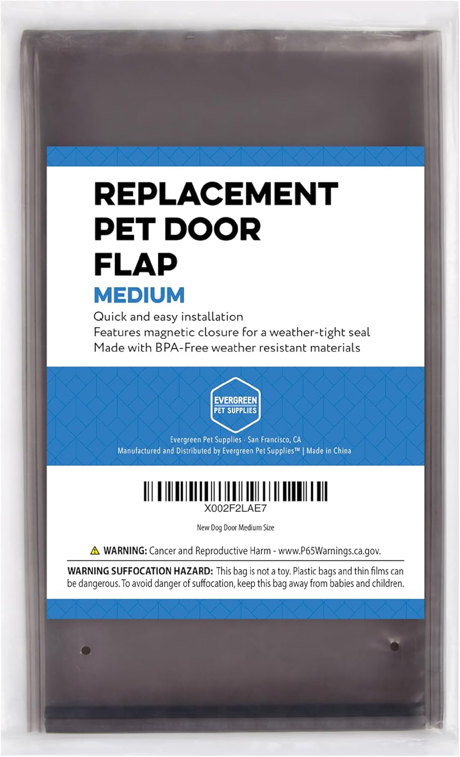 Evergreen Pet Supplies Dog Door Replacement Flaps - Compatible with Petsafe Freedom PAC11-11038 - Medium Brown 8.25" X 12.25" - Weather-Resistant Replacement Flap for Sliding Glass Inserts